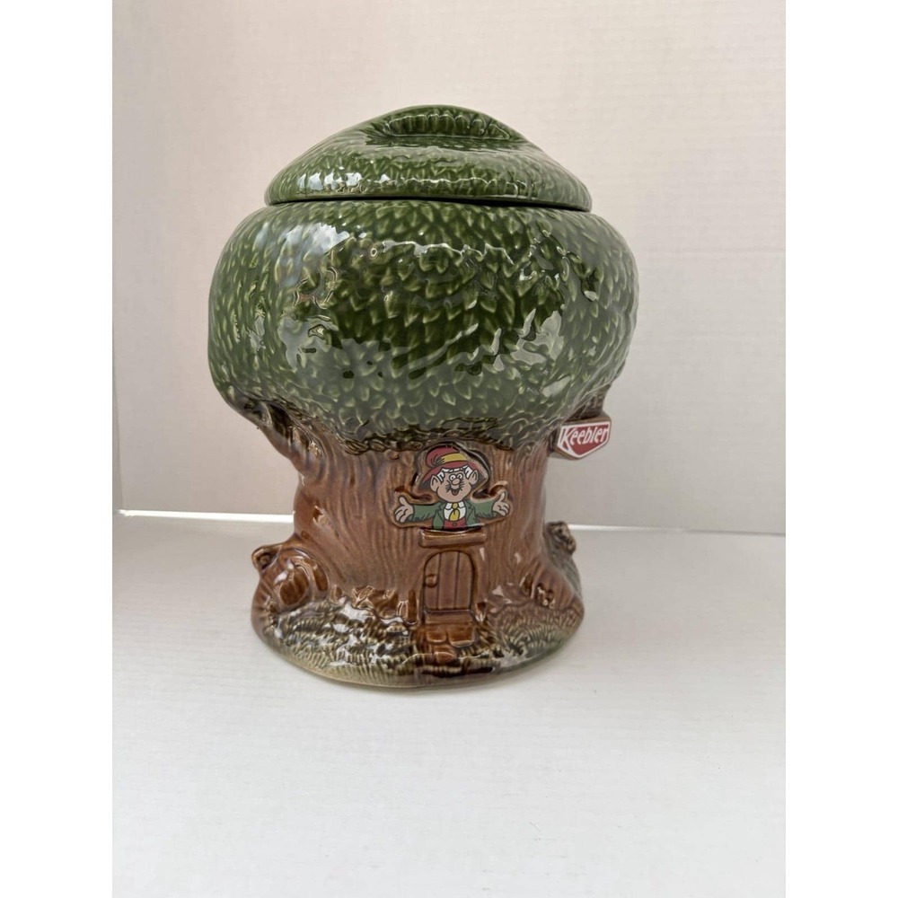 Keebler Elf Tree Cookie Jar Green Brown Collectible Advertisement Ceramic